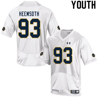 Notre Dame Fighting Irish Youth Zane Heemsoth #93 White Under Armour Authentic Stitched College NCAA Football Jersey KUG7499WC